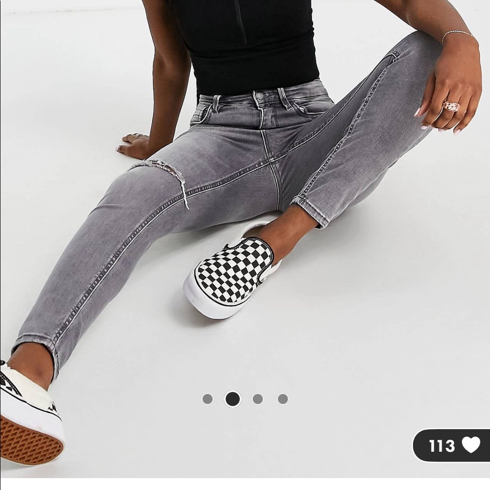 Grey Distressed Skinny Jeans